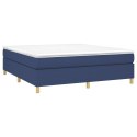 Łóżko kontynentalne z materacem, niebieskie, tkanina, 160x200cm