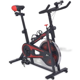 Stacjonarny rower treningowy z pomiarem pulsu, czarno-czerwony