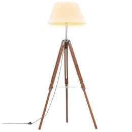 Lampa podłogowa na trójnogu, brązowo-biała, tek, 141 cm