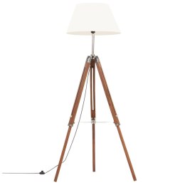 Lampa podłogowa na trójnogu, brązowo-biała, tek, 141 cm