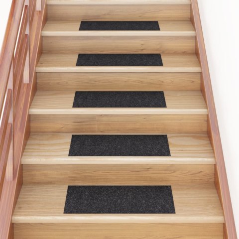 Samoprzylepne nakładki na schody, 15 szt., 60x25 cm, czarne