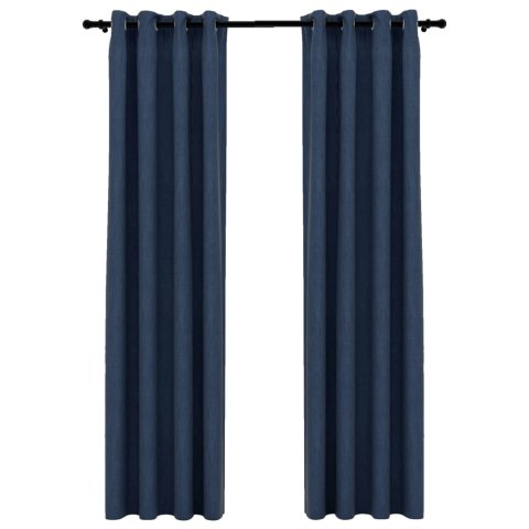 Zasłony stylizowane na lniane, 2 szt., niebieskie, 140x245 cm