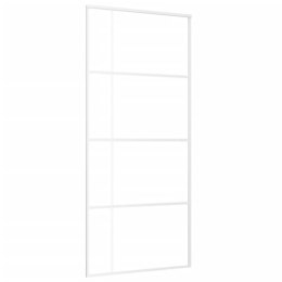 Drzwi przesuwne, szkło ESG i aluminium, 90x205 cm, białe
