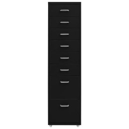 Mobilna szafka kartotekowa, czarna, 28x41x109 cm, metalowa