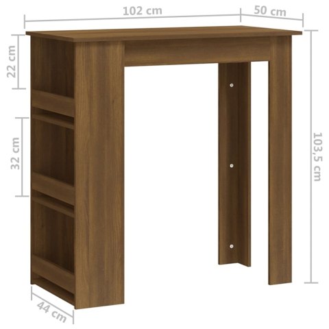 Stolik barowy z półkami, brązowy dąb, 102x50x103,5 cm, płyta Stolik barowy z półkami, brązowy dąb, 102x50x103,5 cm, płyta