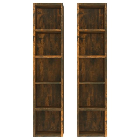 Szafki na płyty CD, 2 szt., przydymiony dąb, 21x16x93,5 cm