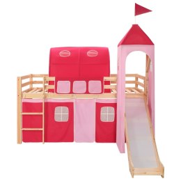 Wysoka rama łóżka dziecięcego, zjeżdżalnia i drabinka 208x230cm