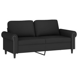 Sofa 2-osobowa, czarna, 140 cm, tapicerowana aksamitem