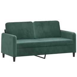 Sofa 2-osobowa, ciemnozielona, 140 cm, tapicerowana aksamitem