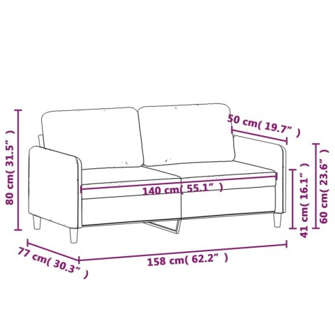 Sofa 2-osobowa, ciemnozielona, 140 cm, tapicerowana aksamitem