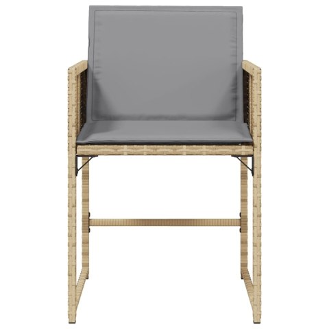 Krzesła ogrodowe z poduszkami, 4 szt., mieszany beż, polirattan