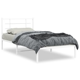 Metalowa rama łóżka z wezgłowiem, biała, 100x200 cm