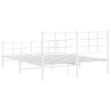 Metalowa rama łóżka z wezgłowiem i zanóżkiem, biała, 150x200 cm