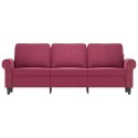 Sofa 3-osobowa, winna czerwień, 180 cm, obita aksamitem