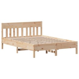 Rama łóżka z wezgłowiem, 140x200 cm, lite drewno sosnowe