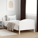 Rama łóżka z wezgłowiem, biała, 100x200 cm, lite drewno sosnowe