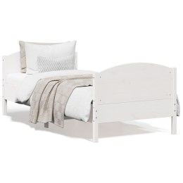 Rama łóżka z wezgłowiem, biała, 75x190 cm, lite drewno sosnowe