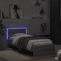 Rama łóżka z wezgłowiem i LED, szary dąb sonoma, 90x190 cm