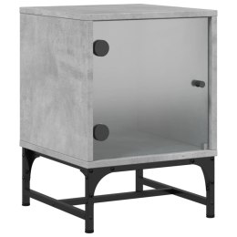 Szafka nocna ze szklanymi drzwiami, szarość betonu, 35x37x50 cm