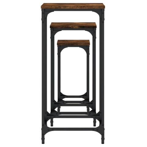 Stoliki wsuwane jeden pod drugi, 3 szt, przydymiony dąb