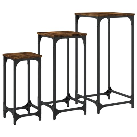 Stoliki wsuwane jeden pod drugi, 3 szt, przydymiony dąb