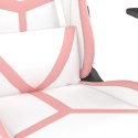Masujący fotel gamingowy, biało-różowy, sztuczna skóra