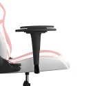 Masujący fotel gamingowy, biało-różowy, sztuczna skóra