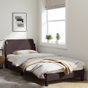 Rama łóżka z zagłówkiem, ciemnobrązowa 90x200 cm obita tkaniną