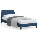 Rama łóżka z zagłówkiem, niebieska, 80x200 cm, obita tkaniną