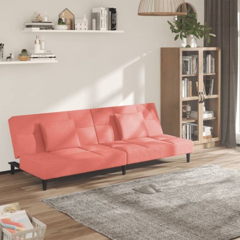 2-osobowa kanapa, 2 poduszki, różowa, aksamitna