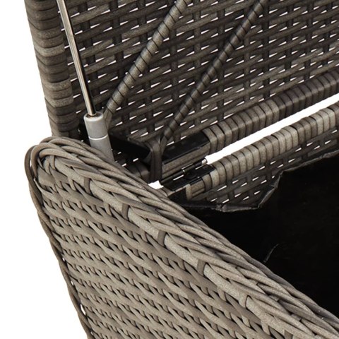 Ławka ze schowkiem i poduszką, szara, 115x51x52 cm, polirattan