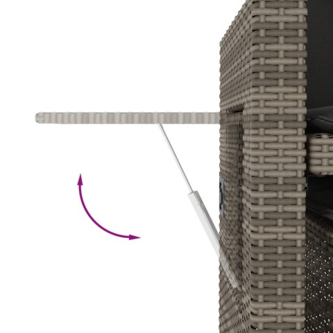 Rozkładana ławka ogrodowa z poduszkami, szara, polirattan