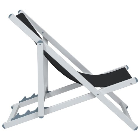 Składane krzesła plażowe, 2 szt., czarne, aluminium i textilene