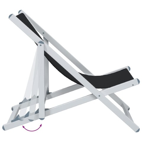 Składane krzesła plażowe, 2 szt., czarne, aluminium i textilene