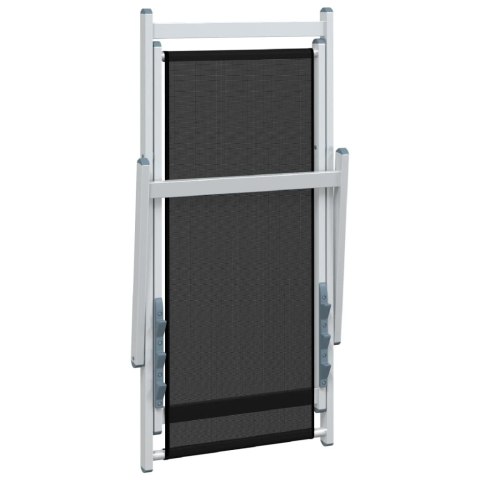 Składane krzesła plażowe, 2 szt., czarne, aluminium i textilene