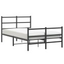 Metalowa rama łóżka z wezgłowiem i zanóżkiem, czarna, 120x190cm