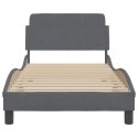 Rama łóżka z zagłówkiem, ciemnoszara, 80x200 cm, aksamitem
