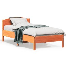 Rama łóżka z wezgłowiem, woskowy brąz, 90x190 cm, sosnowa