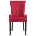 Krzesła stołowe z podłokietnikami, 6 szt., czerwone, aksamitne