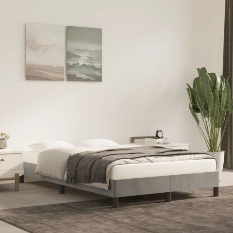 Rama łóżka, jasnoszara, tapicerowana aksamitem, 120 x 200 cm