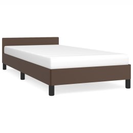 Rama łóżka z zagłówkiem, brązowa, 100x200 cm, sztuczna skóra