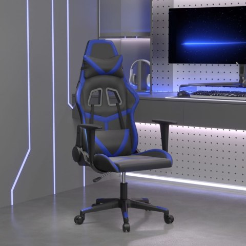 Fotel gamingowy, czarno-niebieski, sztuczna skóra