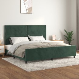 Rama łóżka z zagłówkiem, ciemnozielona, 200x200 cm, aksamitna