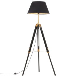 Lampa podłogowa na trójnogu, czarno-złota, drewno, 141 cm