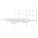 Metalowa rama łóżka z wezgłowiem, biała, 140x190 cm