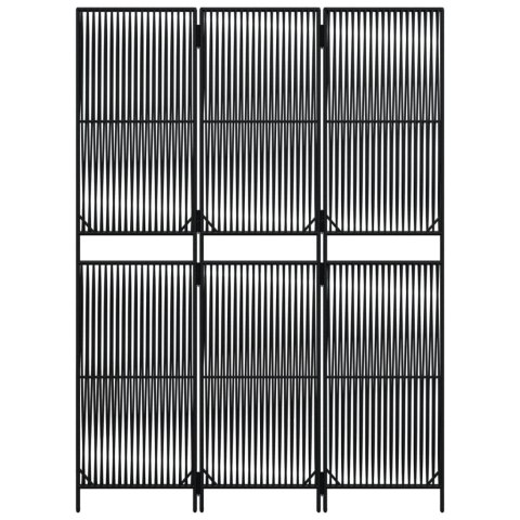 Parawan 3-panelowy, czarny, polirattan