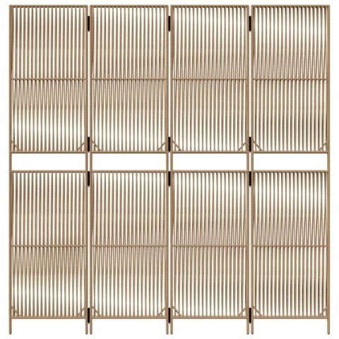 Parawan 4-panelowy, beżowy, polirattan