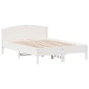 Rama łóżka z wezgłowiem, biała, 120x190 cm, lite drewno sosnowe