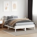 Rama łóżka z wezgłowiem, biała, 140x200 cm, lite drewno sosnowe