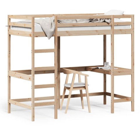 Łóżko na antresoli, z biurkiem, 90x200 cm, lite drewno sosnowe